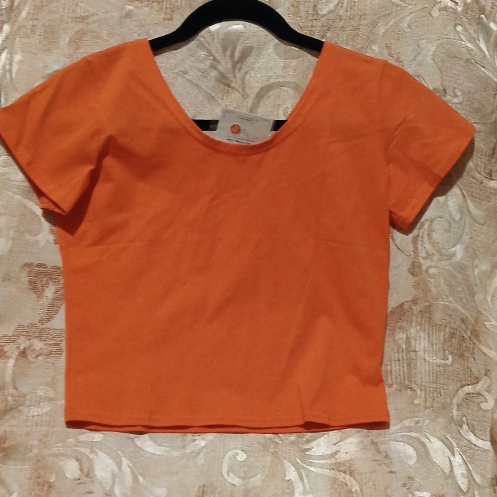 *NEW*  WOMENS ORANGE CROP TOP T-SHIRT SIZE XL